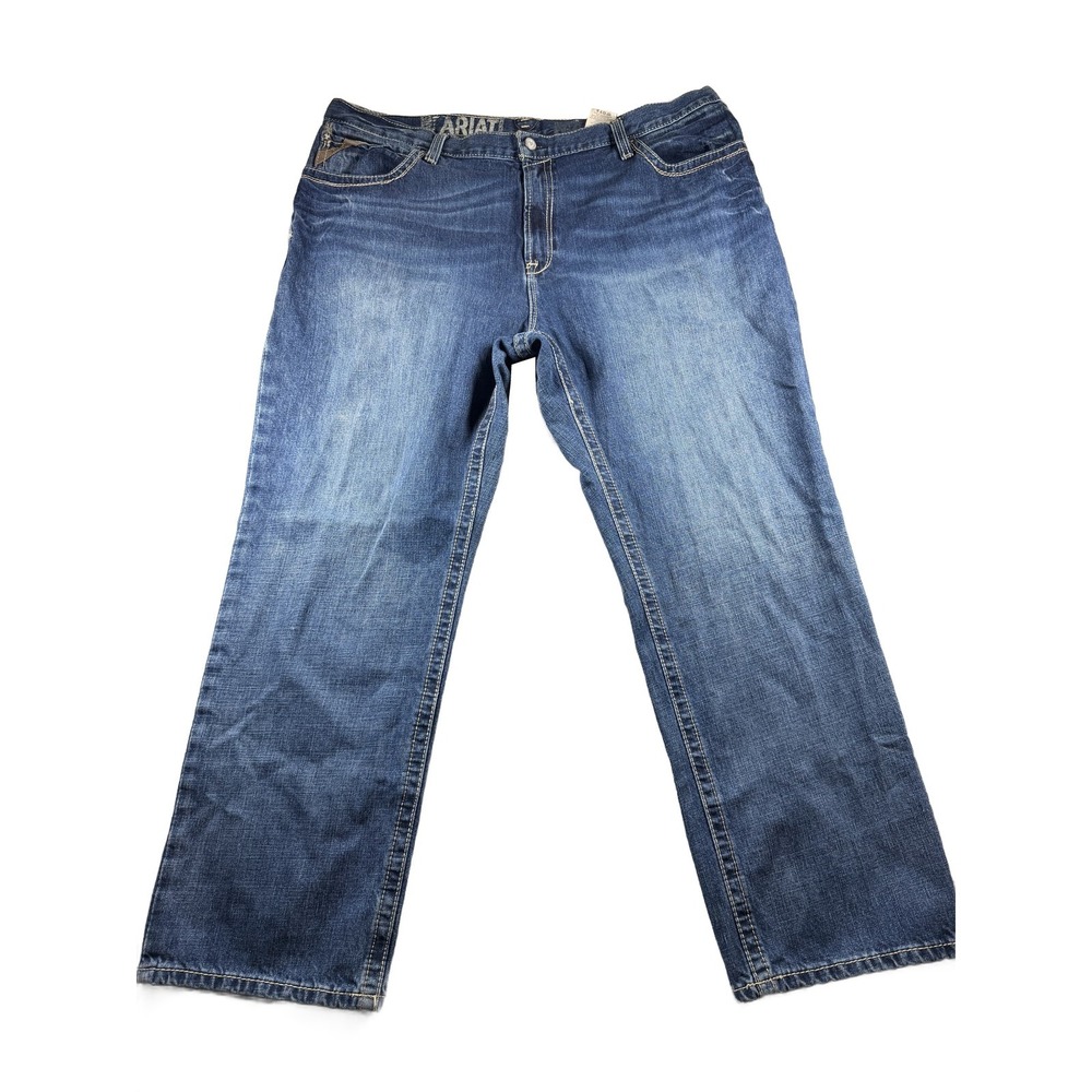 Ariat Jeans Mens 44x32 Blue Denim Western Contrast Stitch Pockets